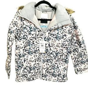 Roxy Abstract Faux Fur Trim Dry Flight Technology Parka Size 16 XXL NWT